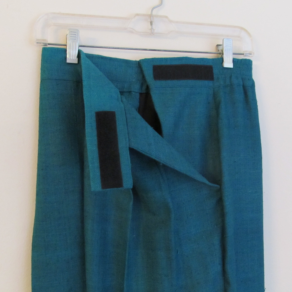 Bonnie Durant teal raw silk pants - Picture 5 of 6